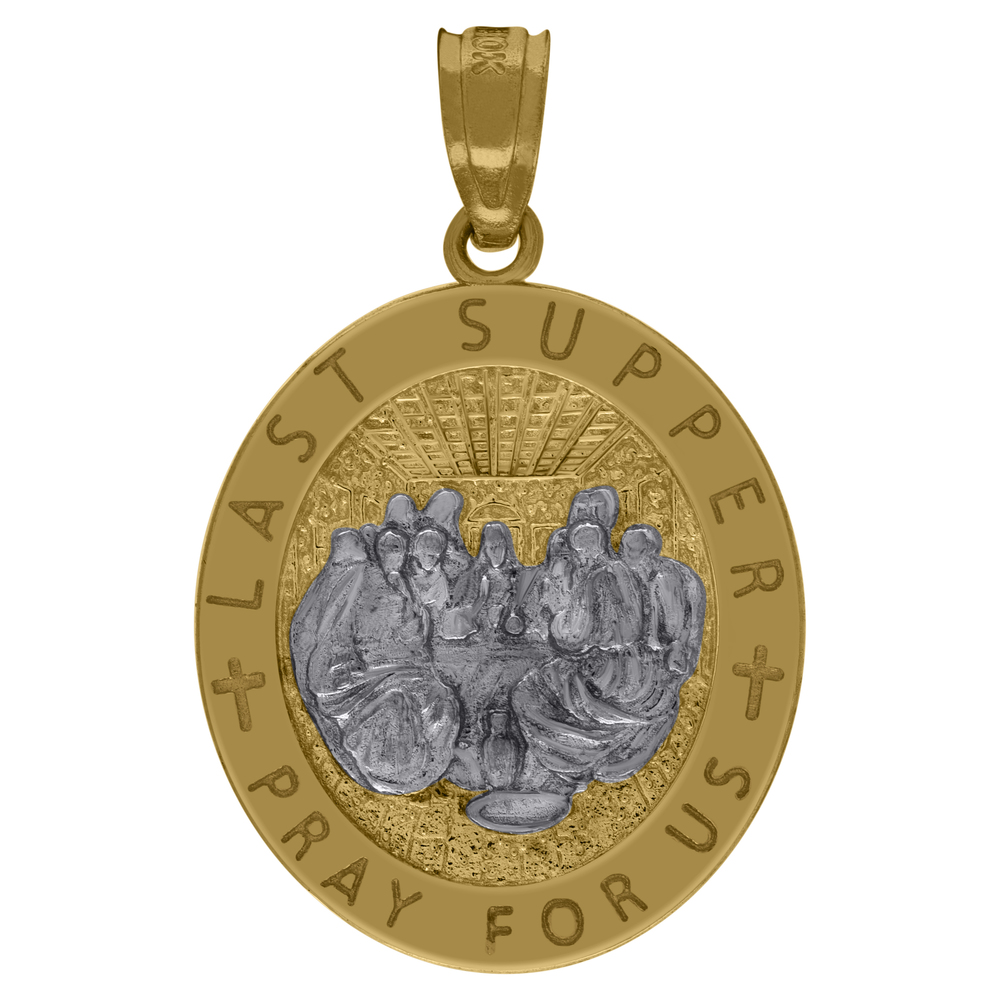 10kt 10k Two-Tone Gold Mens Religious Last Supper Pendant